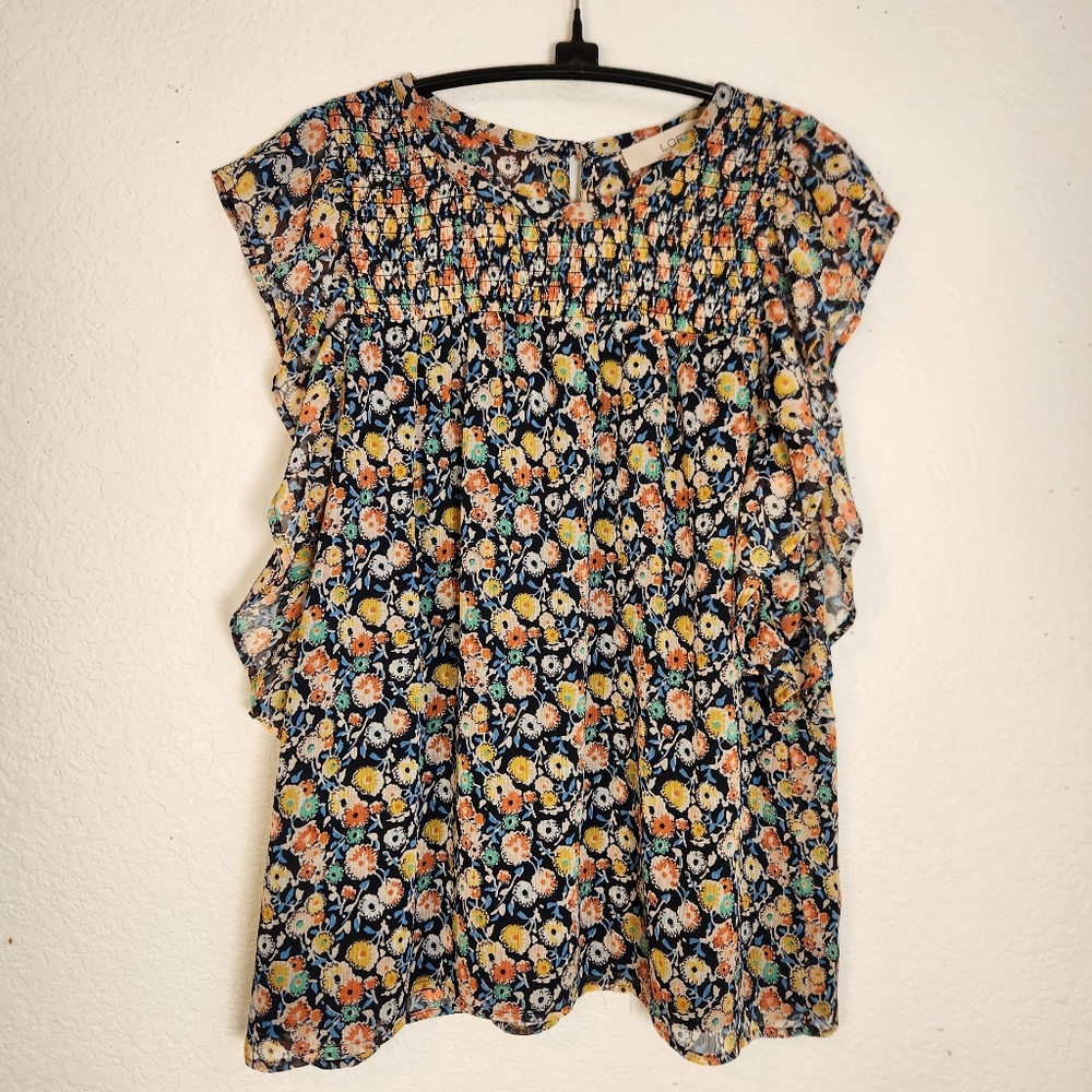 Loft Floral Print Women's Sleeveless Top, Size MP